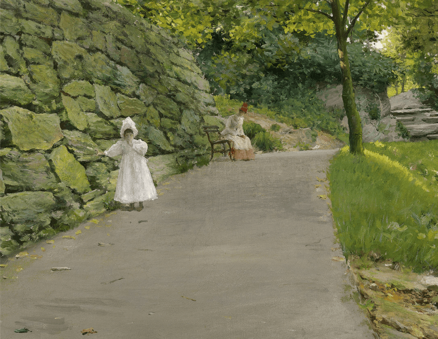 Un banco en la esquina del&nbsp;parque